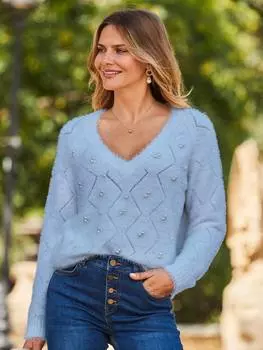 Джемпер pointelle Sosandar, цвет Soft Blue