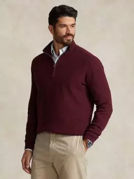 Джемпер Polo Big & Tall с длинными рукавами и полумолнией до половины Ralph Lauren, красный