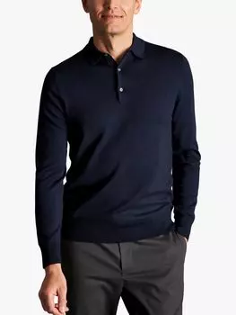 Джемпер-поло из мериносовой шерсти Charles Tyrwhitt, темно-синий
