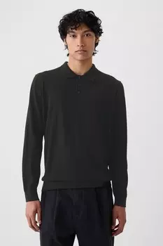 Джемпер поло из мериносовой шерсти Gap, черный