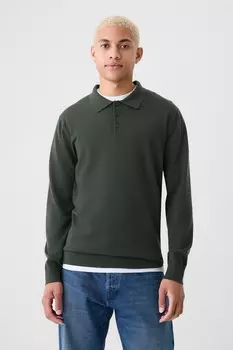 Джемпер поло из мериносовой шерсти Gap, зеленый