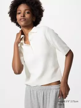 Джемпер поло (короткий рукав) Uniqlo, белый