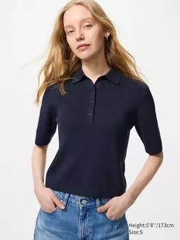 Джемпер поло (короткий рукав) Uniqlo, синий