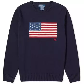 Джемпер Polo Ralph Lauren Flag Intarsia Crew, темно-синий/принт