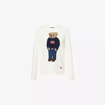 Джемпер Polo Ralph Lauren с медведем вязаный из льна и хлопка, мультиколор