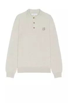 Джемпер-Поло с нашивкой в виде головы лисы Maison Kitsune, серый
