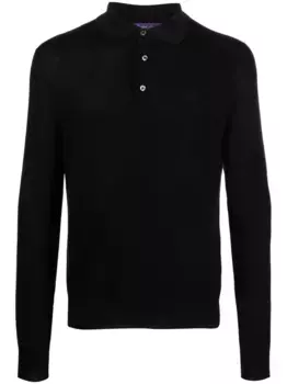 Джемпер-поло с вышитым логотипом Ralph Lauren Purple Label, черный