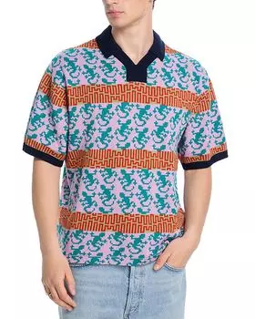 Джемпер-поло с жаккардовым узором Gecko, классический крой Pleasures, мультиколор