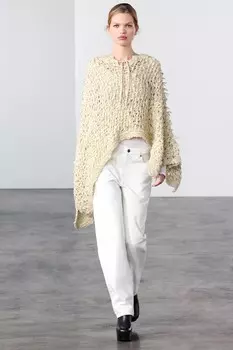 Джемпер-пончо открытой вязки ZARA, экрю