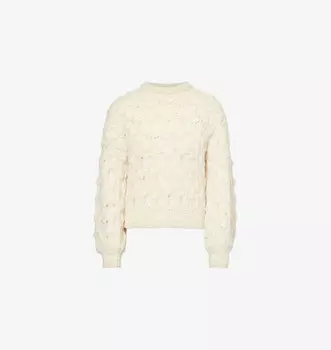 Джемпер Popcorn с круглым вырезом из смеси шерсти Frame, бежевый