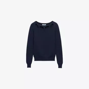 Джемпер Prada с ажурной вязкой, синий