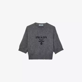 Джемпер Prada с интарсией логотипа, серый