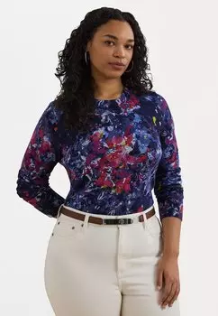 Джемпер PRINT COTTON-BLEND SWEATER Lauren Ralph Lauren Woman, синий