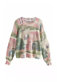 Джемпер PRINTED CREW NECK FINE Next, розовый
