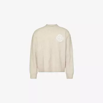 Джемпер прямого кроя из эластичной трикотажной ткани с эмблемой The Couture Club, бежевый