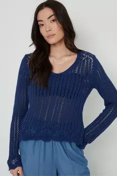 Джемпер пуантелле с v-образным вырезом Threadbare, синий