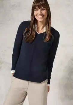 Джемпер PULLOVER MIT V-AUSSCHNITT Cecil, темно-синий