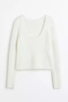 Джемпер пушистой вязки H&M, белый