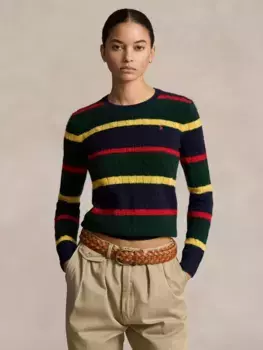 Джемпер Ralph Lauren Polo Ralph Lauren Julianna Wool and Cashmere Stripe Cable Knit, цвет navy/multi