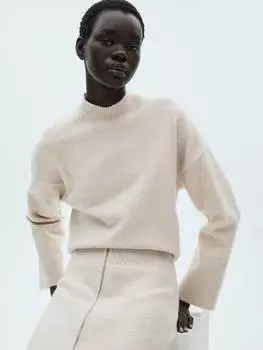 Джемпер rebecca с высоким воротом Mango, бежевый