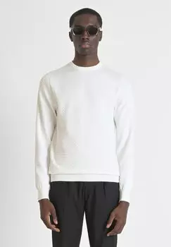 Джемпер REGULAR FIT IN COMBED JACQUARD STITCH WITH LOGOED BADGE Antony Morato, белый