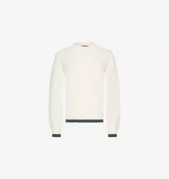 Джемпер Regular-Fit из смеси шерсти и кашемира с полосатой отделкой Gucci, белый