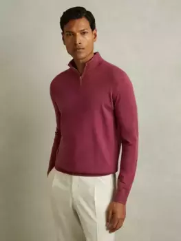 Джемпер Reiss Blackhall Wool Zip Neck, цвет cherry/pink