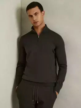 Джемпер Reiss Blackhall Wool Zip Neck, цвет dark military/green