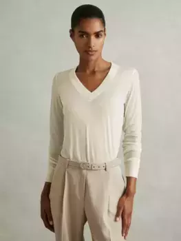 Джемпер Reiss Evelyn Fine Knit Wool Blend, кремовый
