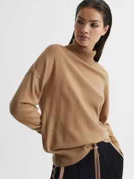 Джемпер Reiss Nova из смеси кашемира с высоким воротником, светло-коричневый