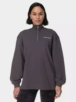 Джемпер revive из богатого органического хлопка с ярусной застежкой 1/2 на молнии Sweaty Betty, цвет Urban Grey