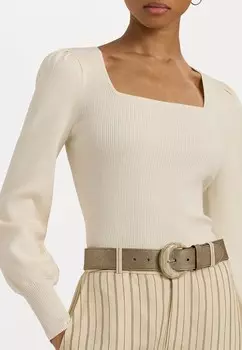 Джемпер RIB KNIT PUFF SLEEVE SWEATER Lauren Ralph Lauren, кремовый
