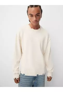 Джемпер RIPPED Bershka, белый