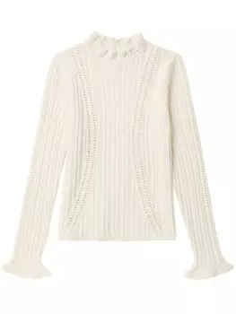 Джемпер Riva со вставками в технике кроше Sea, белый