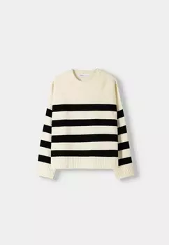 Джемпер ROUND NECK Bershka, белый