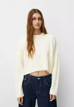 Джемпер ROUND NECK Bershka, белый