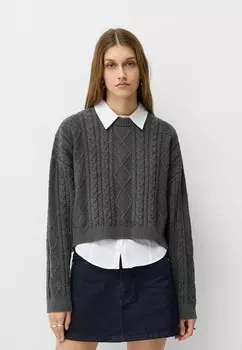 Джемпер ROUND NECK Bershka, серый