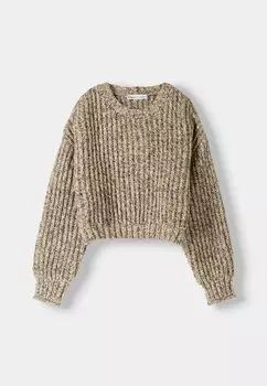 Джемпер ROUND NECK Bershka, темно-коричневый