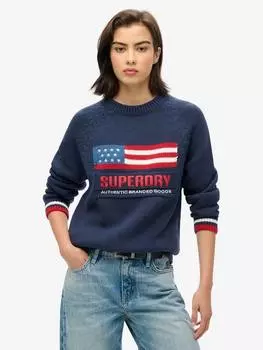 Джемпер ручной вязки americana Superdry, цвет Eclipse Navy