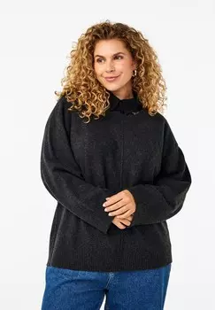 Джемпер RUNDHALSAUSSCHNITT MITTELNAHT Zizzi, цвет Mottled Dark Grey