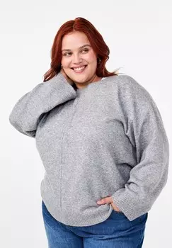 Джемпер RUNDHALSAUSSCHNITT MITTELNAHT Zizzi, цвет Mottled Light Grey