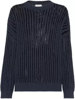 Джемпер рыхлой вязки Brunello Cucinelli, синий