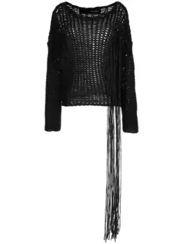 Джемпер рыхлой вязки с бахромой Isabel Benenato, черный