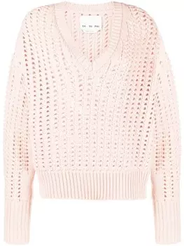 Джемпер рыхлой вязки с V-образным вырезом SA SU PHI, розовый