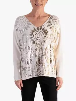 Джемпер с абстрактным солнечным принтом chesca, цвет White/Gold