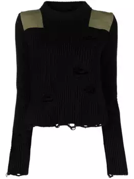 Джемпер с эффектом потертости MM6 Maison Margiela, черный