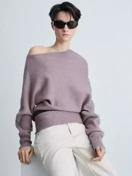 Джемпер с асимметричным вырезом из смесовой шерсти marvin Mango, фиолетовый