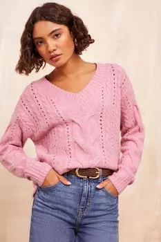 Джемпер с ажурной вязкой Friends Like These, розовый