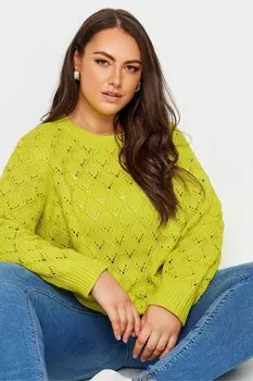 Джемпер с ажурным узором «Волна» Yours Curve, зеленый
