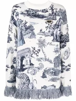 Джемпер с бахромой Philipp Plein, белый